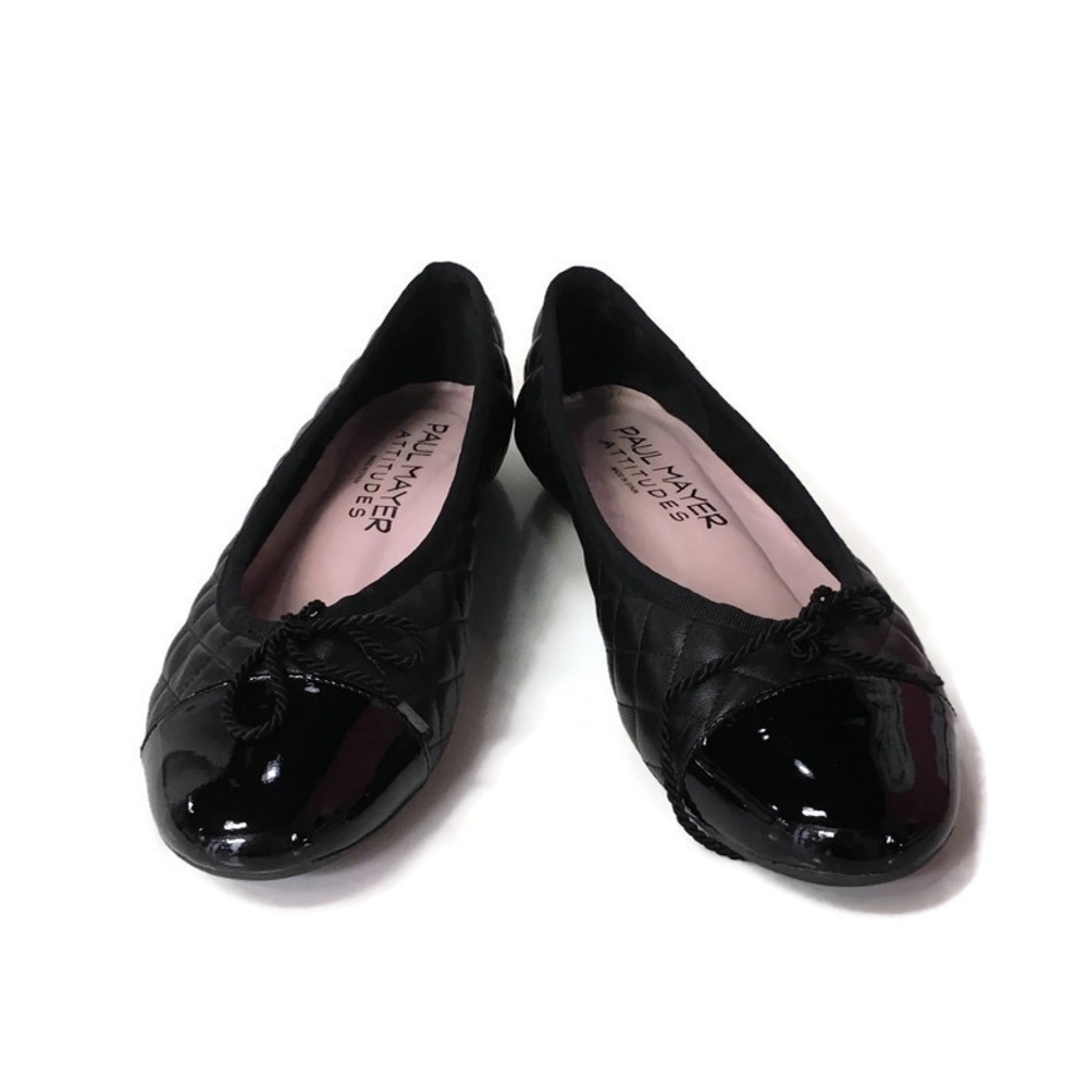 Paul Mayer black quilted leather ballerina flats